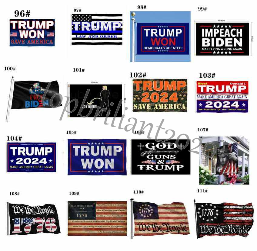

Newest 111 Styles Banner Flags 1776 Trump 2024 Make American Great Again factory direct 3x5 Ft 90*150 cm He'll be back Impeach Biden Won DHL free