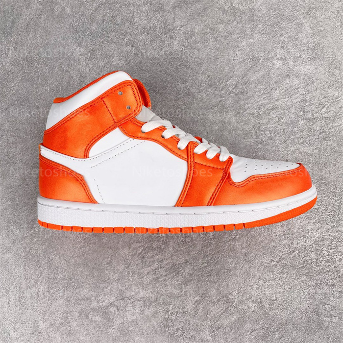 

1 Mid SE Shattered Backboard Basketball shoes White Orange Lace-up Outdoor Sports Snekaers platform shoe, 01