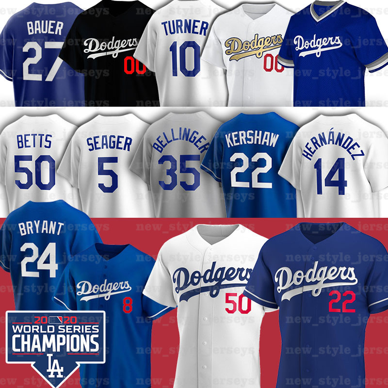 

27 TREVOR BAUER Mookie Betts 22 Clayton Kershaw Cody Bellinger Los Angeles Dodgers Jerseys Justin Turner Enrique Hernandez, Blue;black