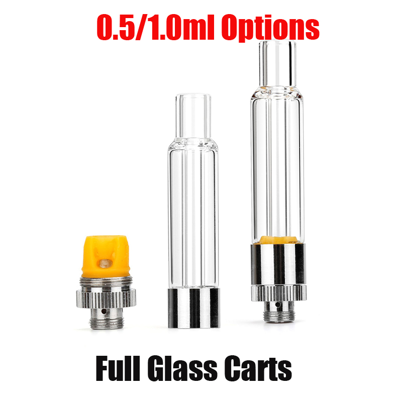 

New Full Glass Vape Cartridge 0.5ml 1.0ml Ceramic Coil Vaporizer Carts for Thick Oil Bottom Refilling 510 Thread Vapor Tank