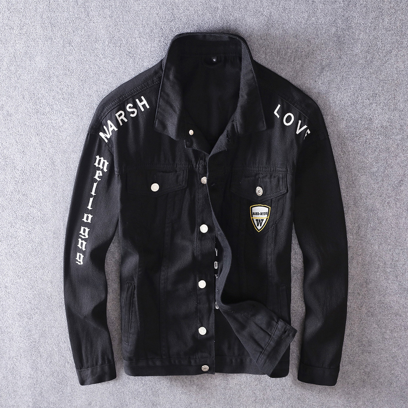 

2021 New Newly Spring Autumn Fashion Jacket Men Black Embroidery Designer Casual Denim Cotton Coats Streetwear Punk Style Chaqueta Hombre 3p, White