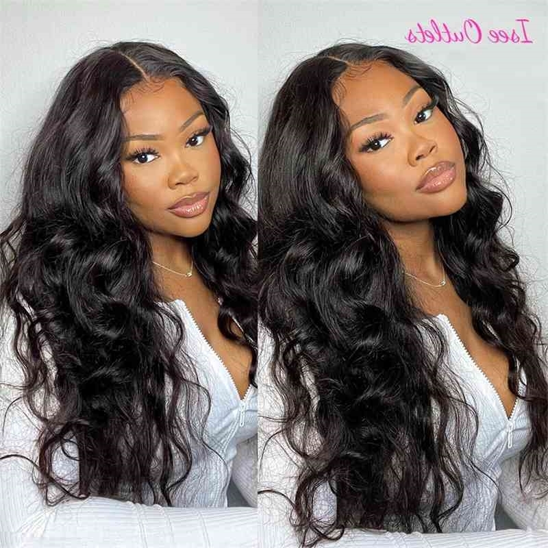 

Women For Front 4x4 Remy Human Peruvian Body Wave Lace Closure Wigs ISEE Hair Outlets, 4x4x1 t part wig