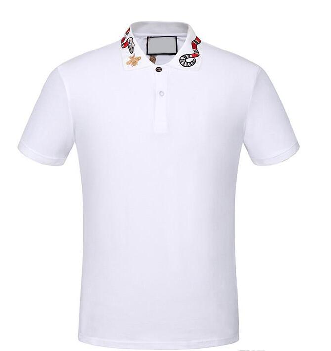 

w 21 Italy Brand designer polo shirt Luxury t shirts snake bee floral embroidery mens polos High street fashion stripe print polo T-shirt