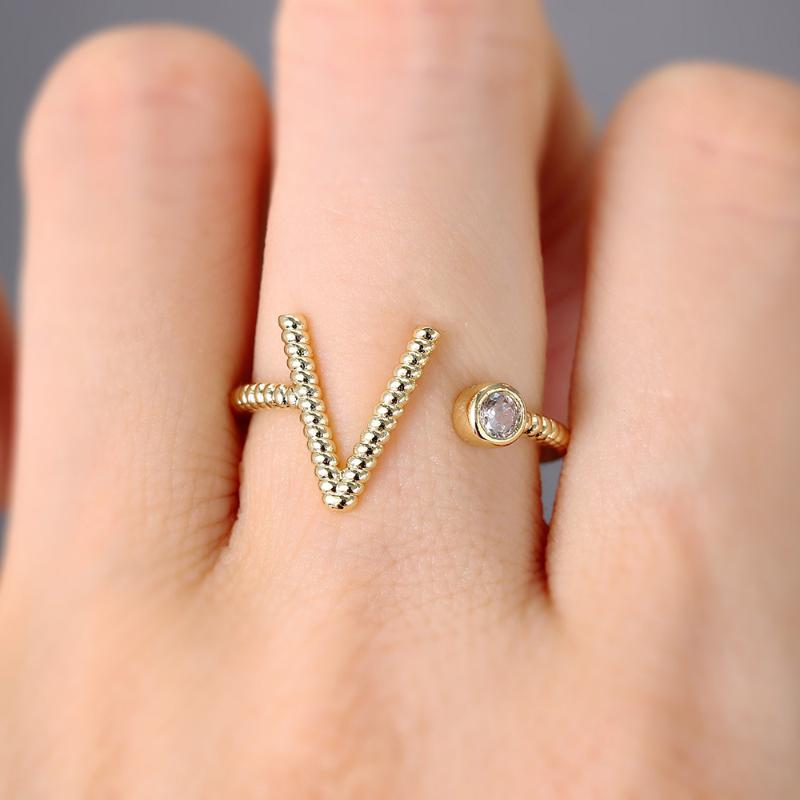 

Cluster Rings Initial Letter Ring For Women Twist Friend Crystal Minimalist Golden Female Birthday Accessories Jewelry Wholesale KAR167, Golden;silver