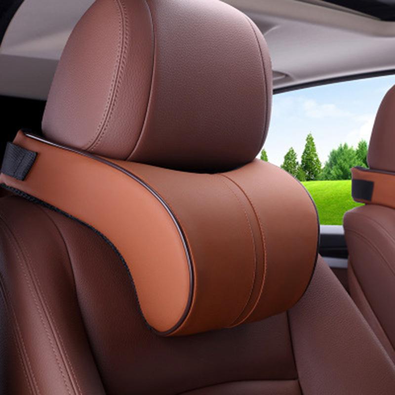 

Seat Cushions 2021 Brand Arrival Car Neck Pillows Both Side Pu Leather Single Headrest Fit For Most Cars Filled Fiber Universal Pillow