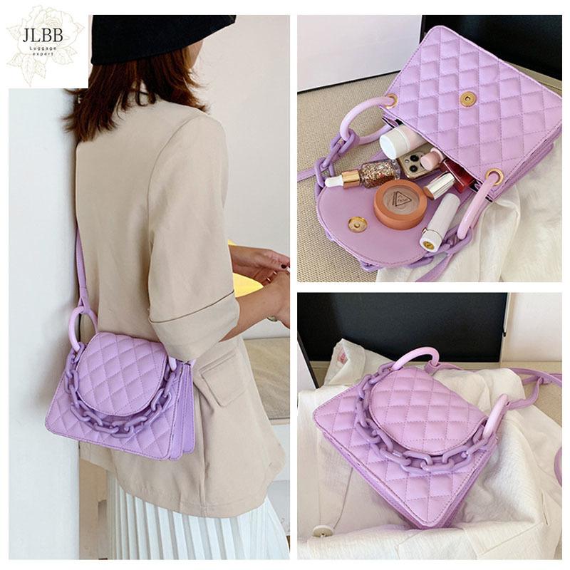 

Quilted Threads PU Leather Crossbody Bags For Women 2021 Candy Color Chain Solid Color Travel Fashion Luxury Shoulder Handbags, Black