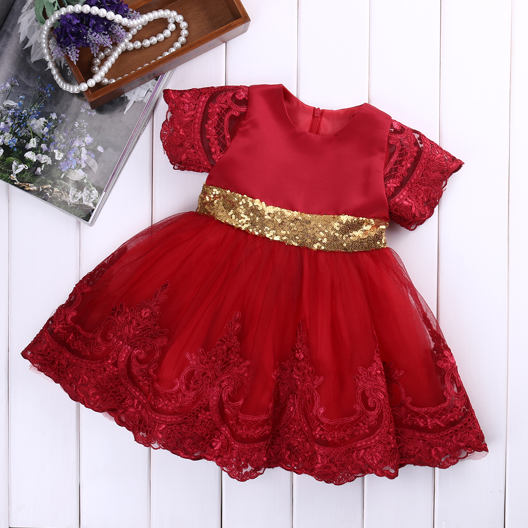

Baby girl clothes Princess Dress Clothes Short Sleeve Lace Bow Ball Gown Tutu Party Dress Toddler Kids Fancy Dress 0-7Y, Pink