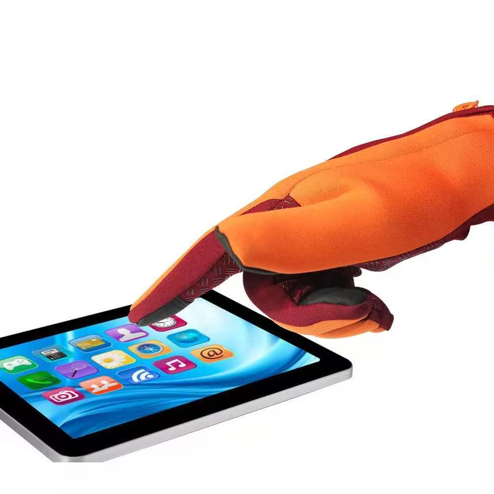 

Windproof gloves winter bike warm touch screen water riding equipment outdoor plus velvet cold ski touch screen gloves, Black