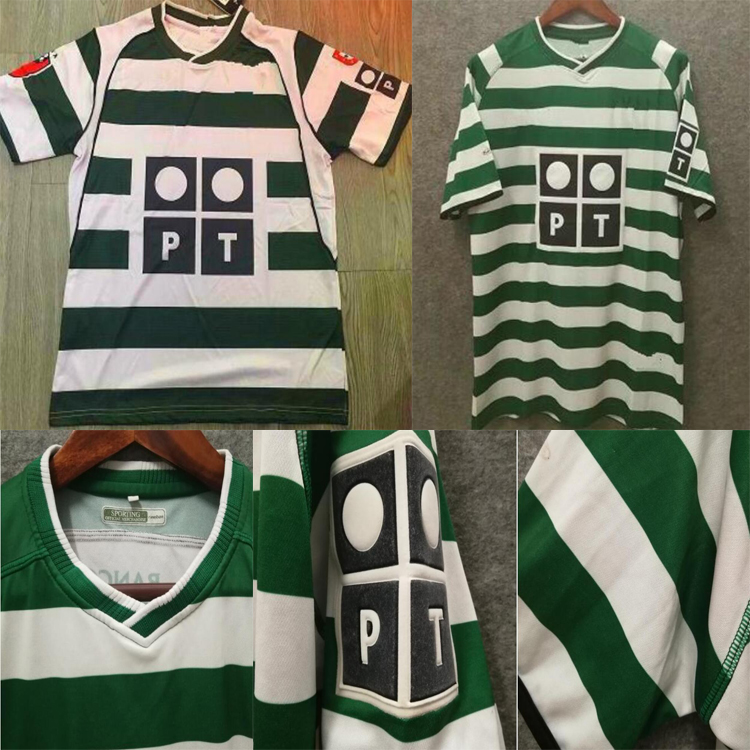 

2003 2004 Sporting CP Lisbon retro soccer jerseys 03/04 RONALDO Classic VintageMEN football Sports shirts, Black;yellow