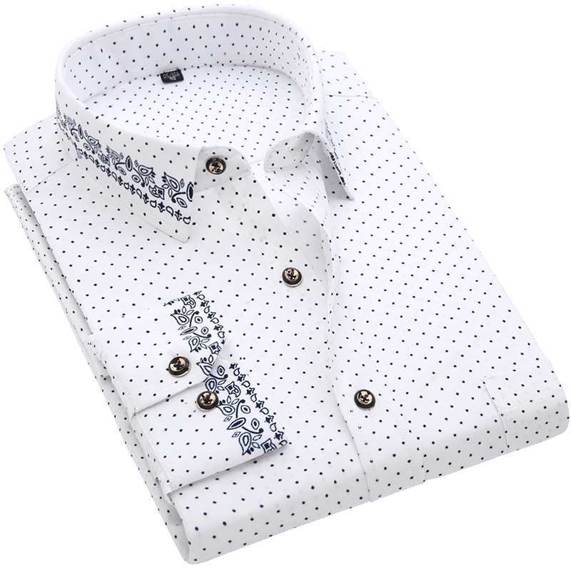 

Men Shirt Long Sleeve Floral Printing Plaid Fashion Pocket Casual Shirts 100% Polyester Soft Comfortable Men Dress Shirt DS375 210628, Cy116