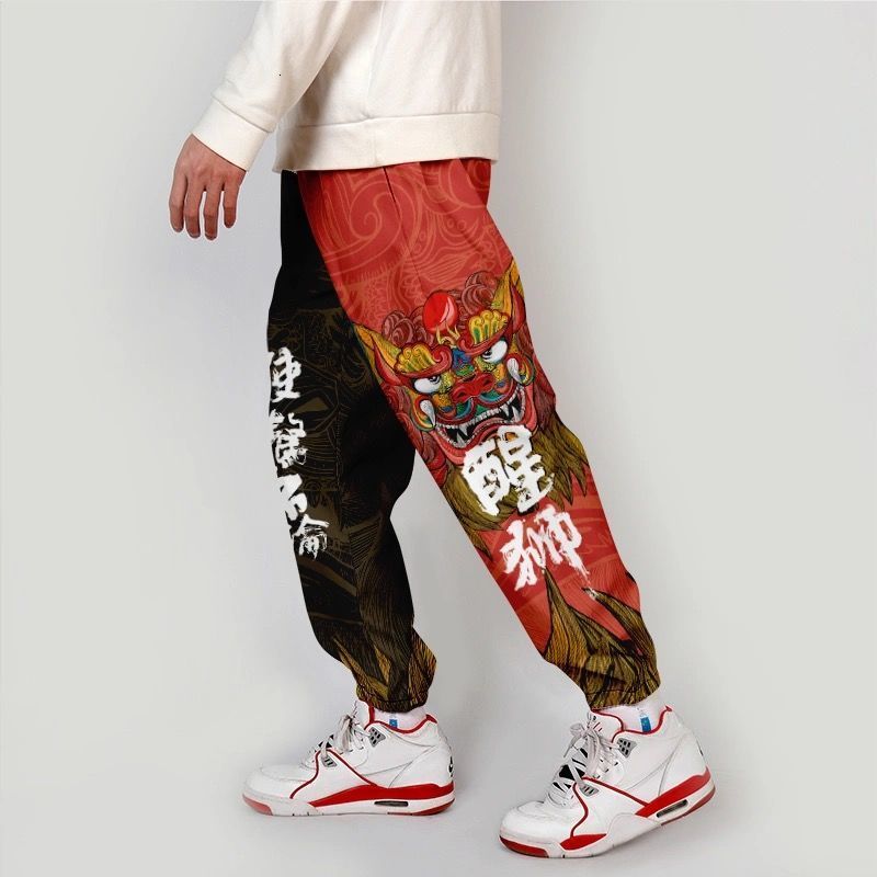

2021 New Fashion Spring Autumn Print Joggers Male Casual Summer Mens Sweatpants Hip Hop Streetwear Pants Men Trouser Gj1v Cluo, Black