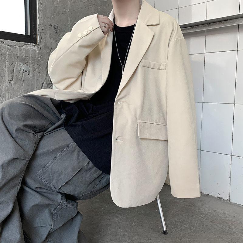 

2021 New Fashions Loose Leisure Casual Men's Blazers Suit Single Western Jacket Outerwear Plus Size M-2xl Mnk8, Apricot.