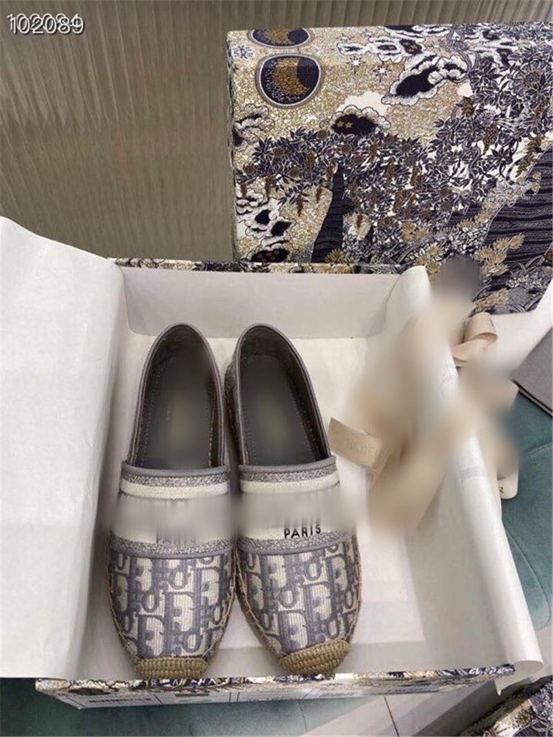 

Top casual women designer shoes flat letter printed fashion Luxury womens fishermen shoe with box plus size fast ship, Grey