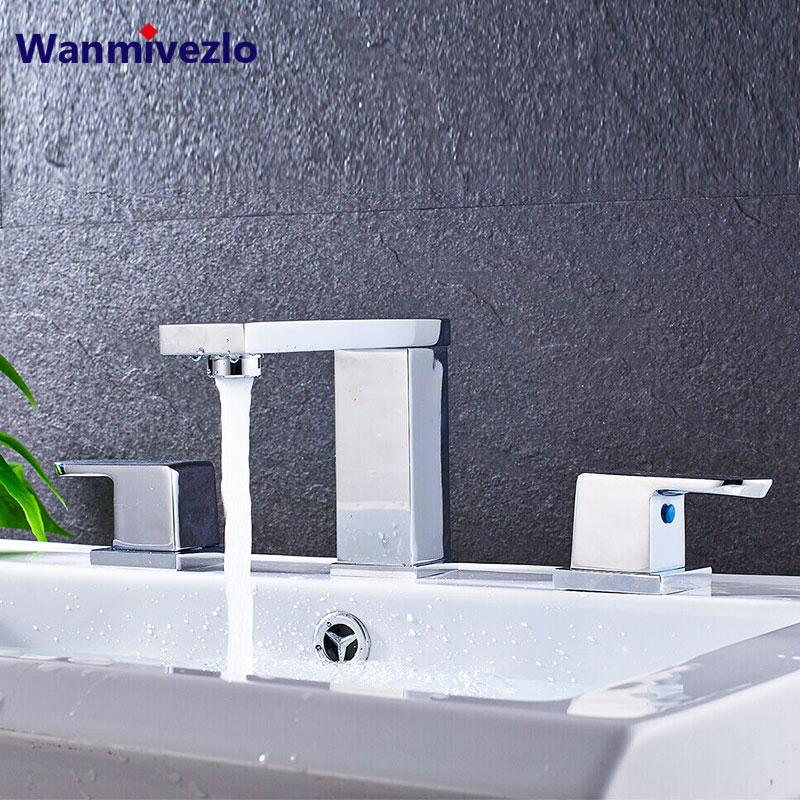 

Bathroom Sink Faucets Chrome Basin Widespread Faucet Cold Water Mixer Tap Dual Handles Vessel Taps