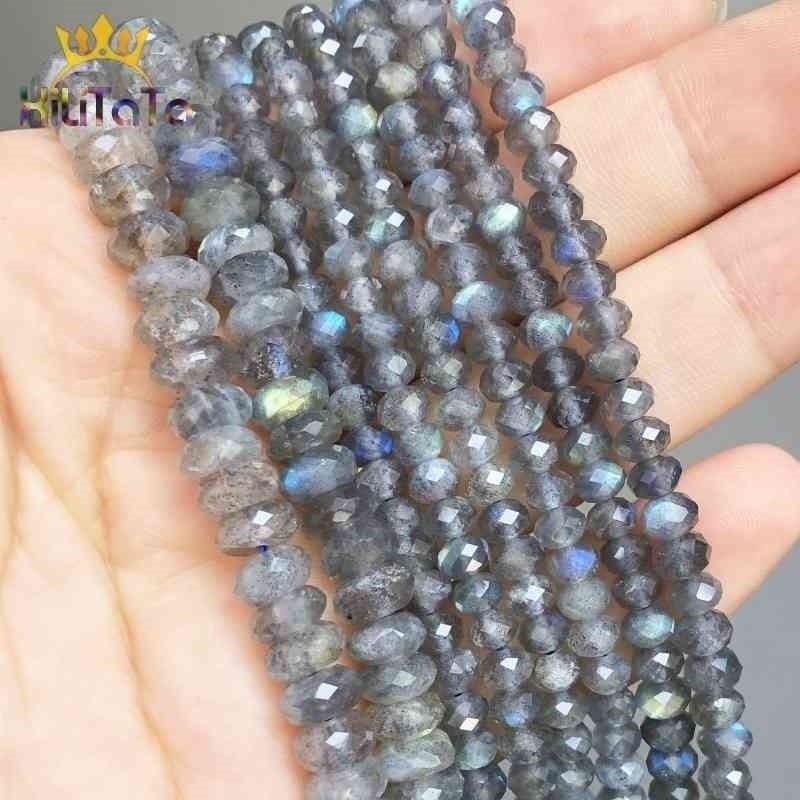 

Natural Stone Faceted Labradorite Loose Spacer Beads For Jewelry Making DIY Bracelet Necklace Accessories 15'' 3x5mm/4x7mm