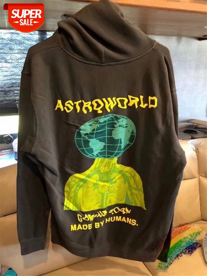 

Travis Scott Cactus Jack Astroworld Hoodie Women Me high Quality Thick Washed Do Old Mens Pullover #ZF6d, Black