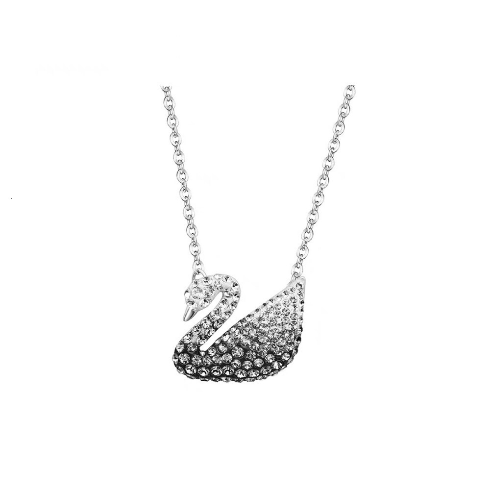

Shi family new necklace female Swarovski element Crystal black and white gradient Swan clavicle chain, Silver