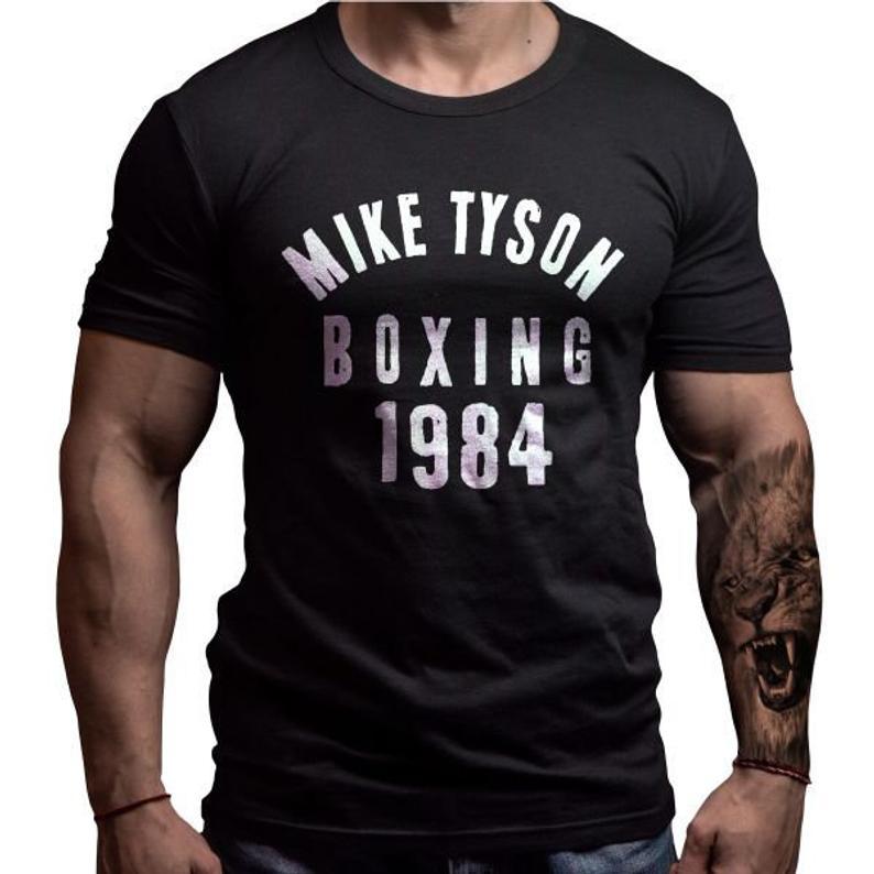 

Men' T-Shirts Mike Tyson T-Shirt Boxing Club Design Summer Cotton O-Neck Short Sleeve T Shirt Size -3XL, Black 1