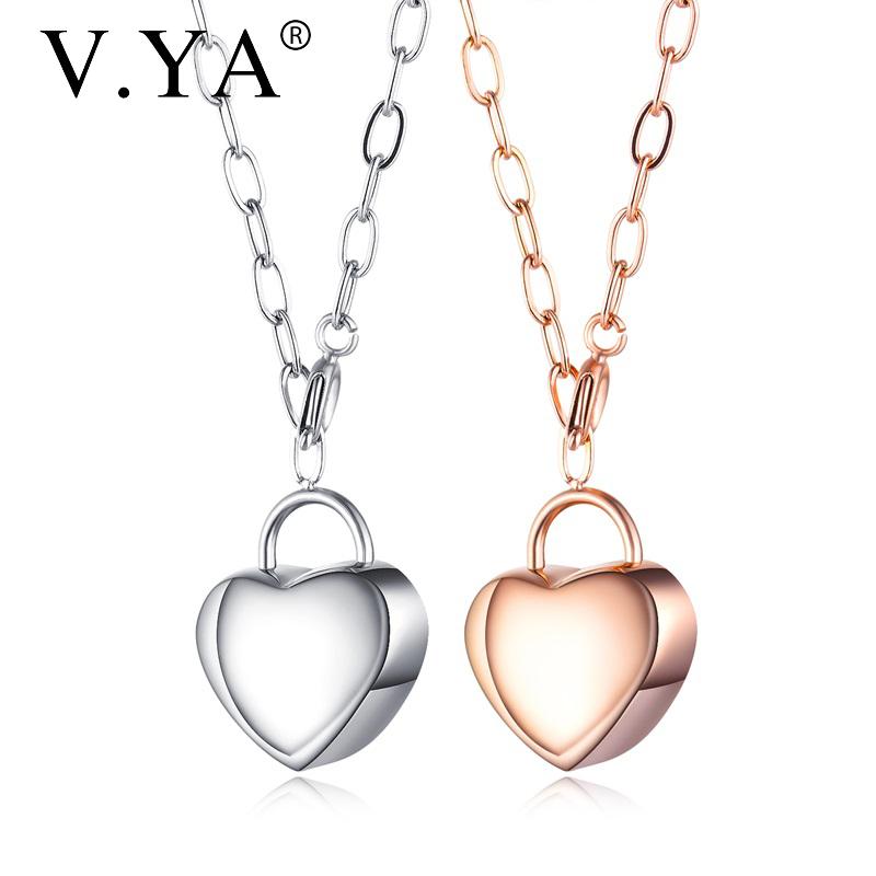 

Pendant Necklaces V.Ya Stainless Steel Heart Necklace Silver Color Rose Gold Fashion Girlfriend Birthday Jewelry Gifts