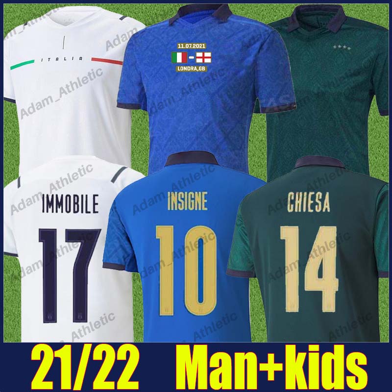 

Italy final soccer jerseys 2021 Italia INSIGNE IMMOBILE CHIESA football shirts VERRATTI BELOTTI PELLEGRINI jersey BERARDI SENSI BARELLA national shirt man kids, 2020 3rd