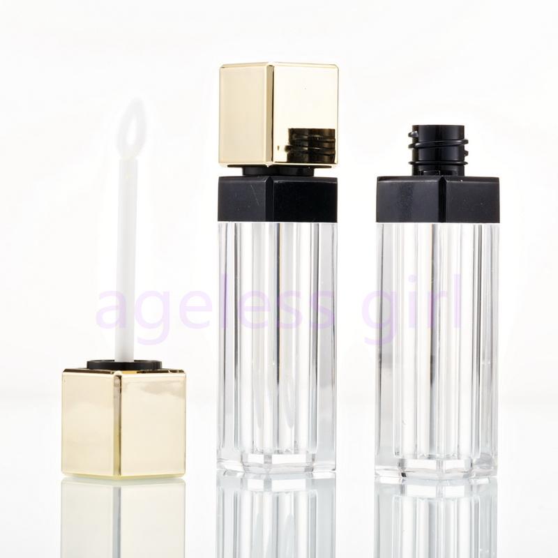 

10/30/50pcs 6ML Plastic Lip Gloss Tube Clear Bottle Gold Lid Empty Lip Stick Tube Square Refillable Package Bottles