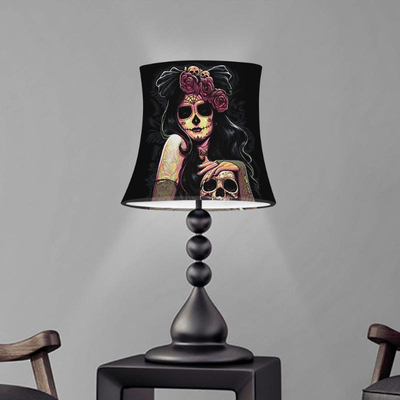 

Lamp Covers & Shades Fashion Gothic Skull Girl Pattern Design Print Home Decortion Table Shade Lighting Accessories Barrel Shape Lampshade
