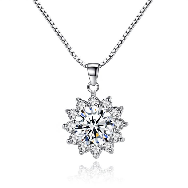 

Pendant Necklaces Shiny Big 5A Zirconia Flower Pendants Female Bijoux Crystal Silver Color Women Choker Fashion Jewelry Gifts