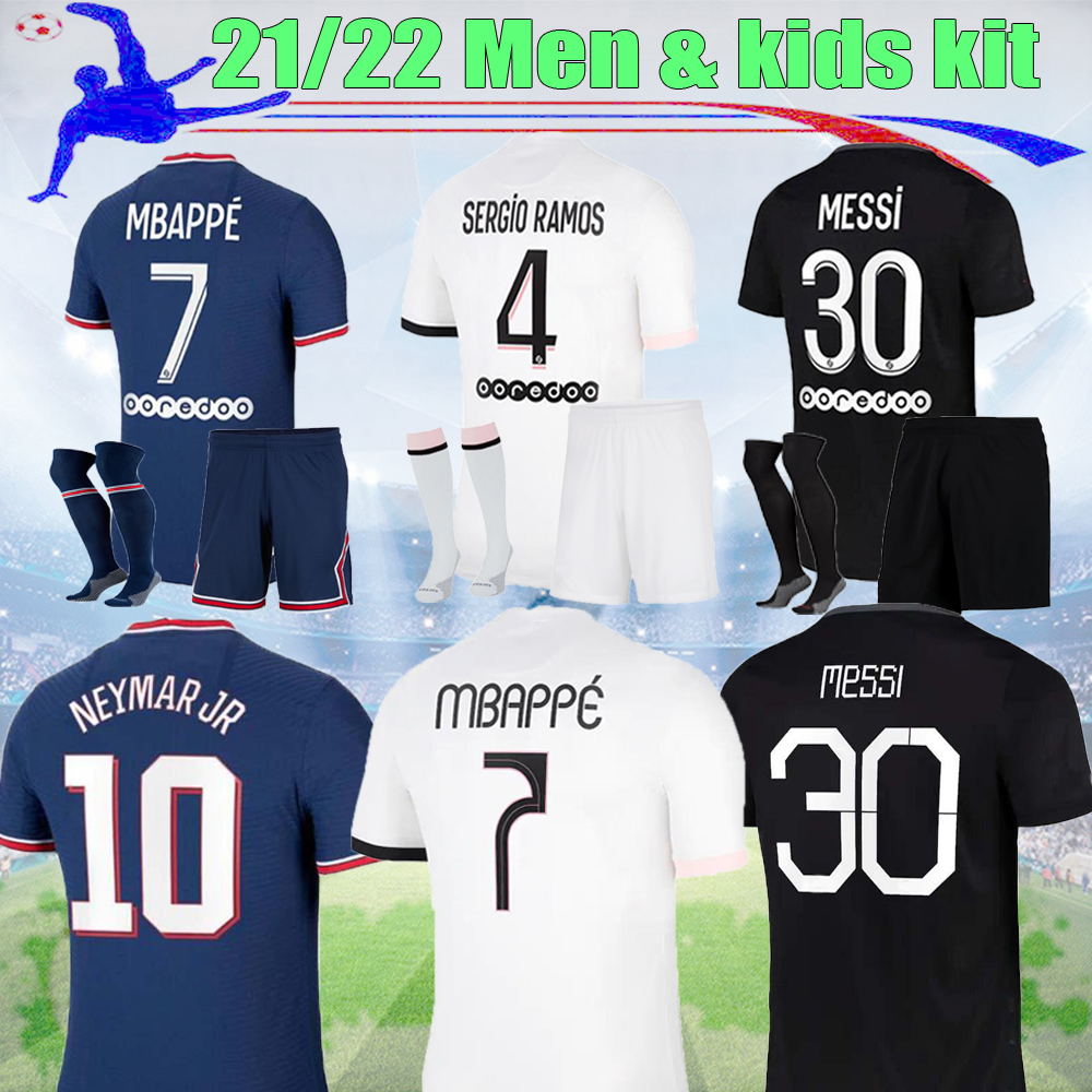 

21 22 MBAPPE MESSI soccer jerseys SERGIO RAMOS 3RD men & kids Maillots de football DI MARIA Wijnaldum MARQUINHOS home away VERRATTI ICARDI shirt size 16-4XL, 21/22 home kids kit
