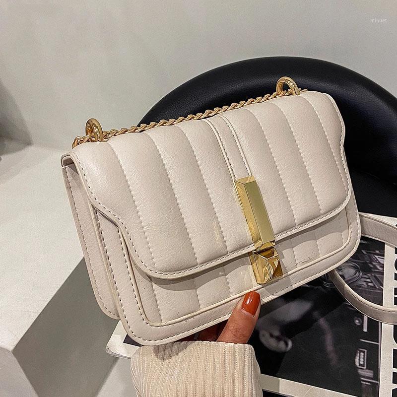 

Vintage PU Leather Bags For Women 2021 Fashion Chain Crossbody Shoulder Bag Lady Trend Handbags And Purses 4 Colour, White