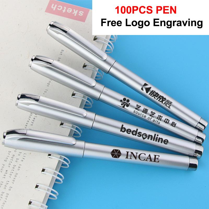 

100pcs Custom Logo Gel Pen Customized Advertising Pen Engraved Name Silver Gold Signing Funny Pens Stationery Wholesale
