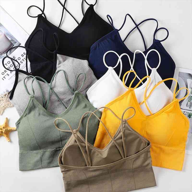 

solid crop women tank slim fit spaghetti strap in bra off shoulder sleeveless versatile camisole ins, White