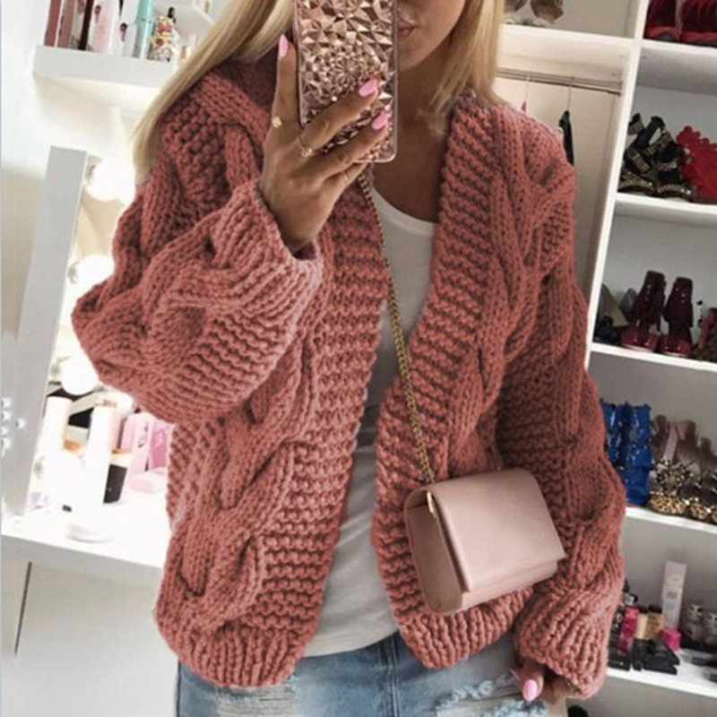 

2021 New Female Open Front Cardigan Sweaters Winter Women Sweater Knitted Long Sleeve Knitwear Girl Casual Outerwear Lady Tops 89rn, Burgundy