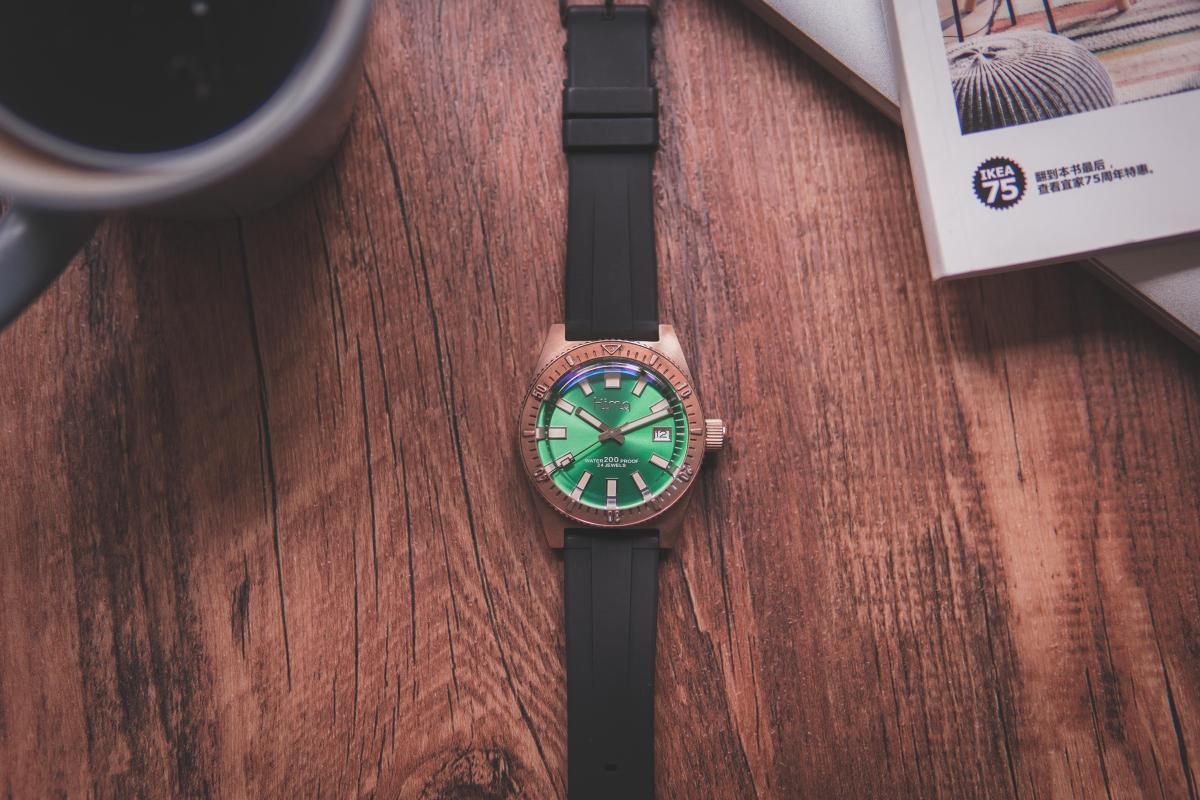 

Wristwatches Proxima Men 62mas Vintage Diving Watch Stainless Steel Automatic Bronze Green Dial