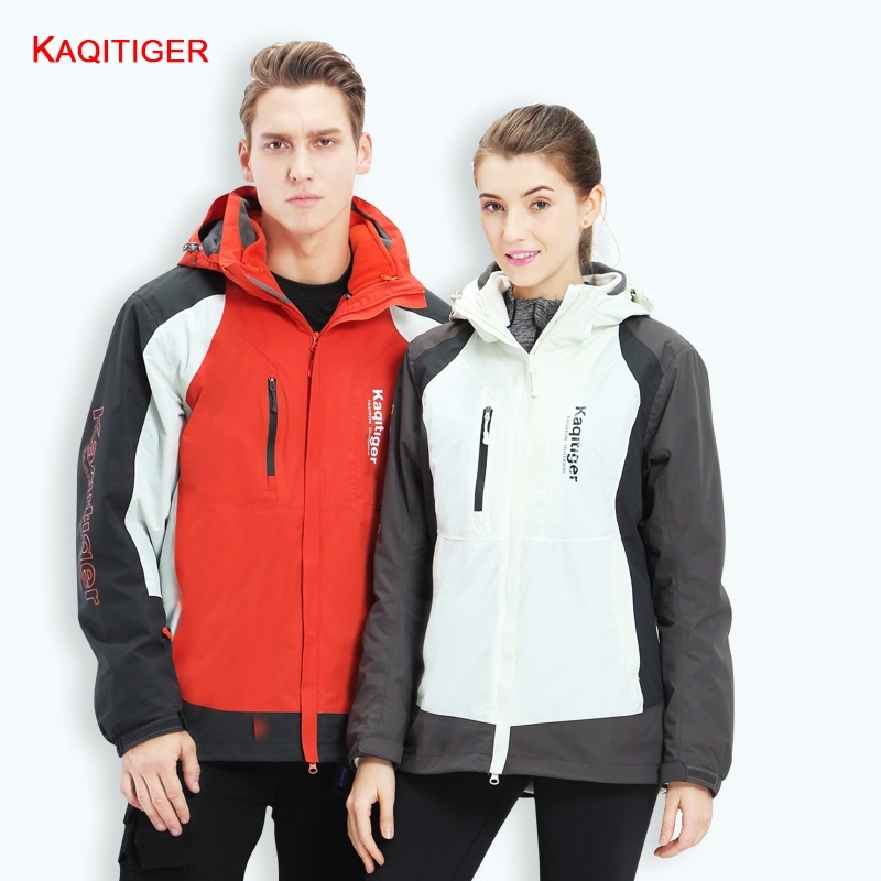 

Stormsuit men' spring and autumn outdoor waterproof Snow Suit stormsuit three in one windbreaker, Male - orange red medium grey