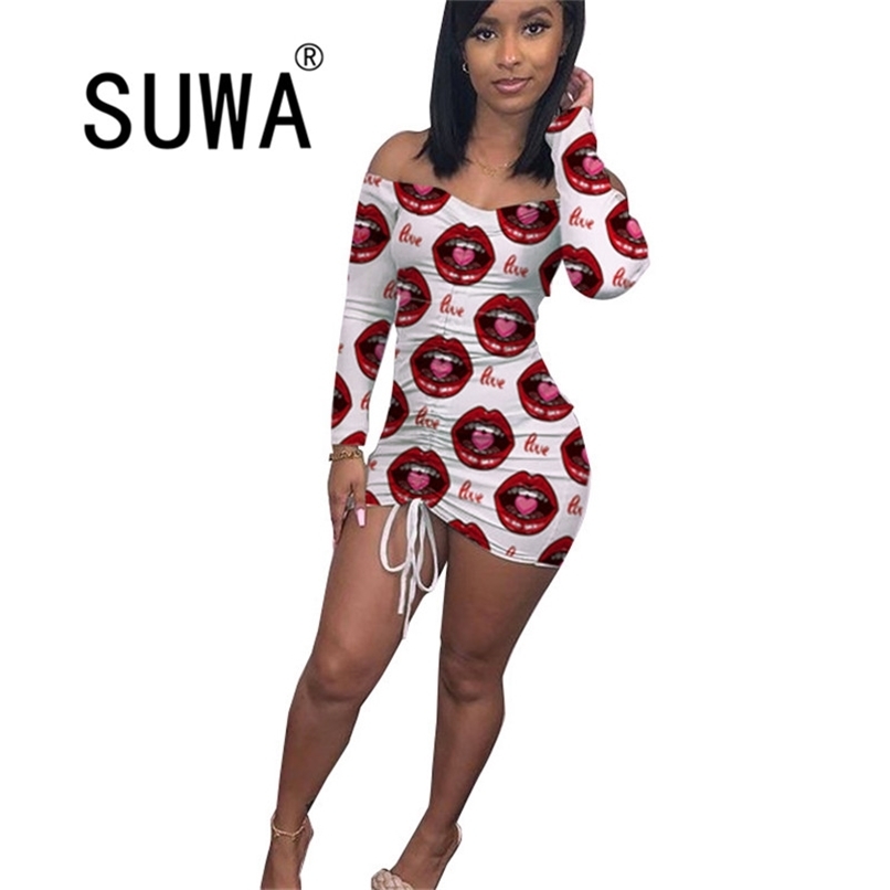 

Vintage Casual Dresses For Women Summer Recommend Koreans Style Mouth Tie Dye Long Sleeve Sheath Mini Party Dress 210525, Multi