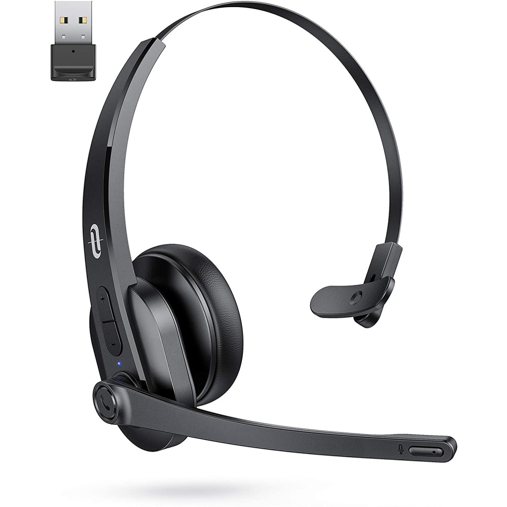 

TaoTronics Bluetooth Headset with Noise Cancelling headphones, Black