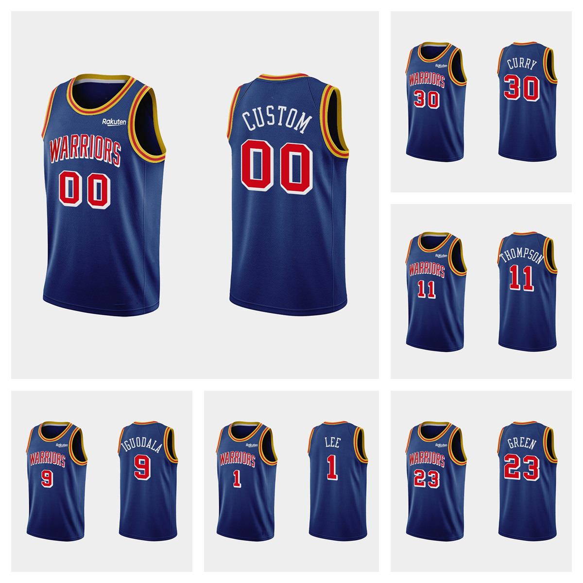 

2021 Men Hot Press 75th Anniversary Basketball Jersey 30 Curry 11 Thompson 9 Iguodala 23 Green Jerseys S-3Xl Blue, Black;red