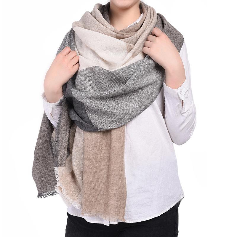 

Hats, Scarves & Gloves Sets -Autumn And Winter Direct Scarf SWR0341 Thick Wool Blended Checkered Shawl