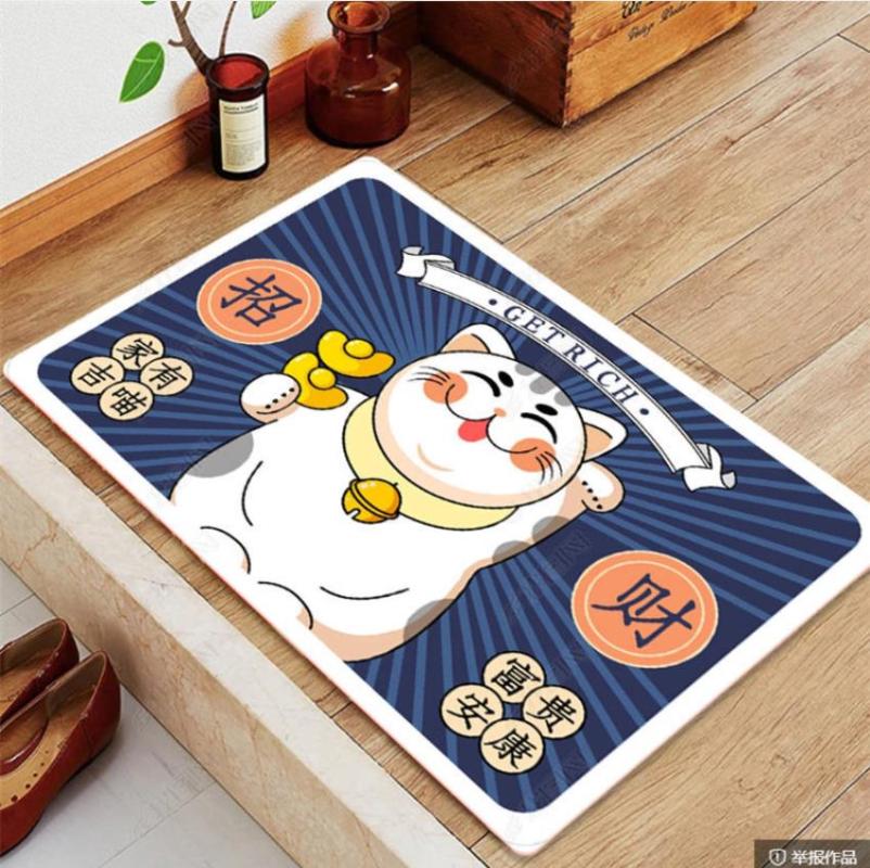 

Carpets Cute Fortune Cat Floor Mat Living Room Carpet Decor Kitchen Bedroom Doormat Footpad