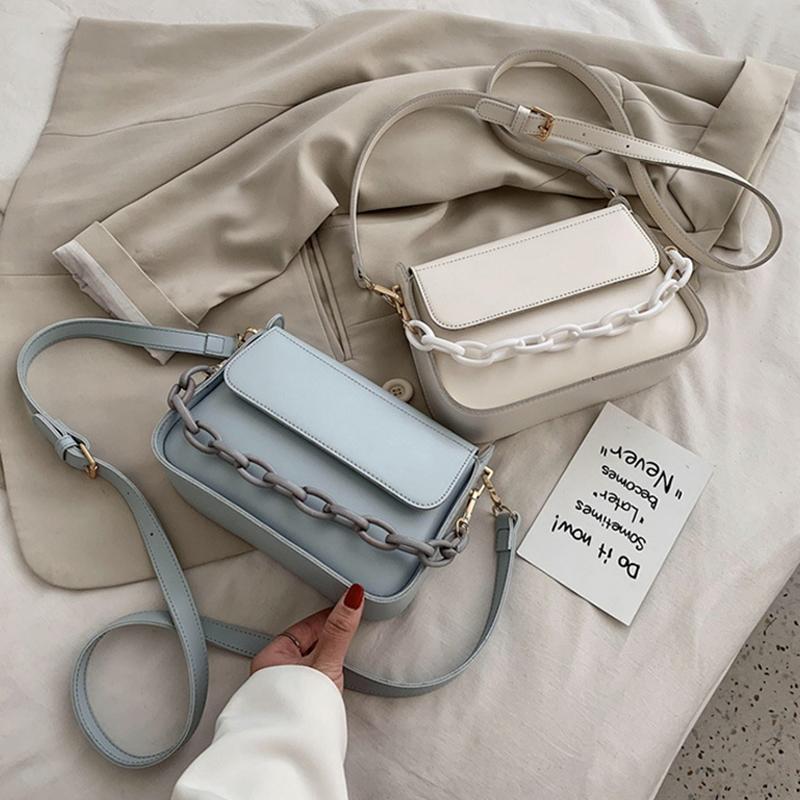 

Chain Crossbody Bags For Daily Commute Women 2021 Simple Square Shoulder Bag Leather Sacs A Bandouliere Bolso Mujer, Green