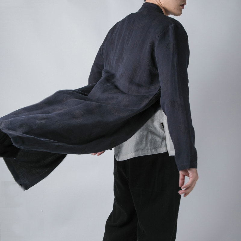 

New Men Black Streetwear Jackets 2021 Mens Cotton Linen Jacket Coat Male Chinese Style Hip Hop Long Windbreaker Overcoat Plus Size N79f 21og, Navy