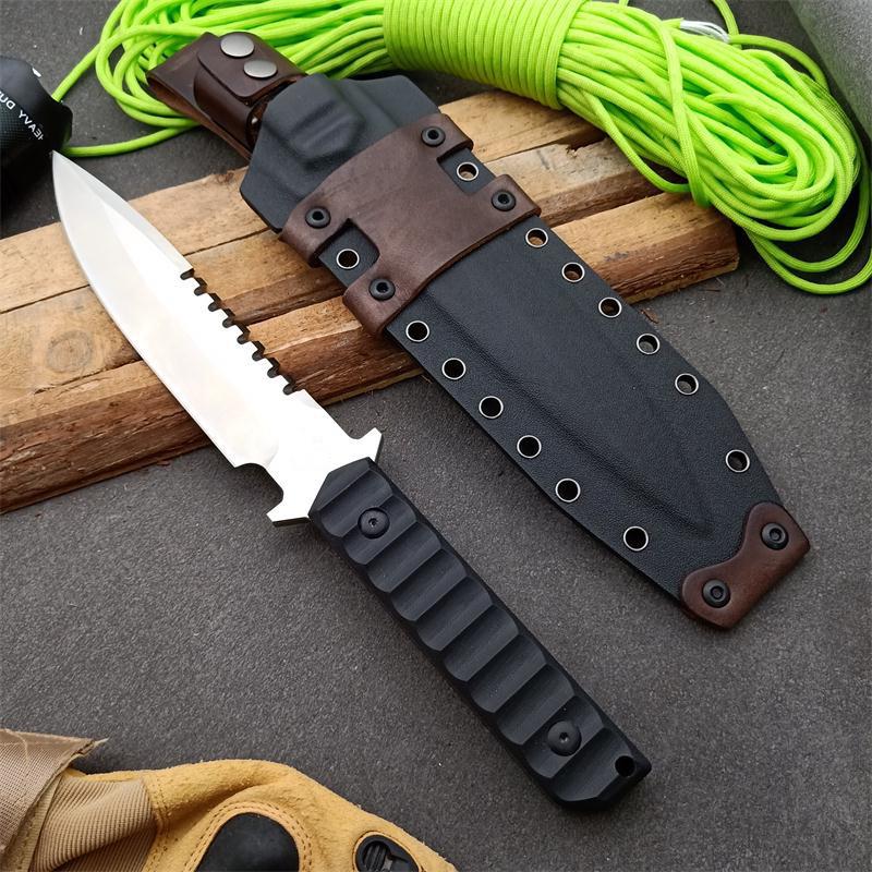 

New Kydex Quality Survival Knife High Straight Drop DC53 Satin Tang Handle Point G10 Full Knives With Blade Kqhur