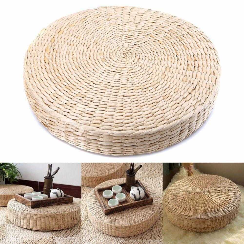 

Handmade Round Straw Weave Pillow Floor Yoga Zen Chair Seat Mat Cushion Pad X0710