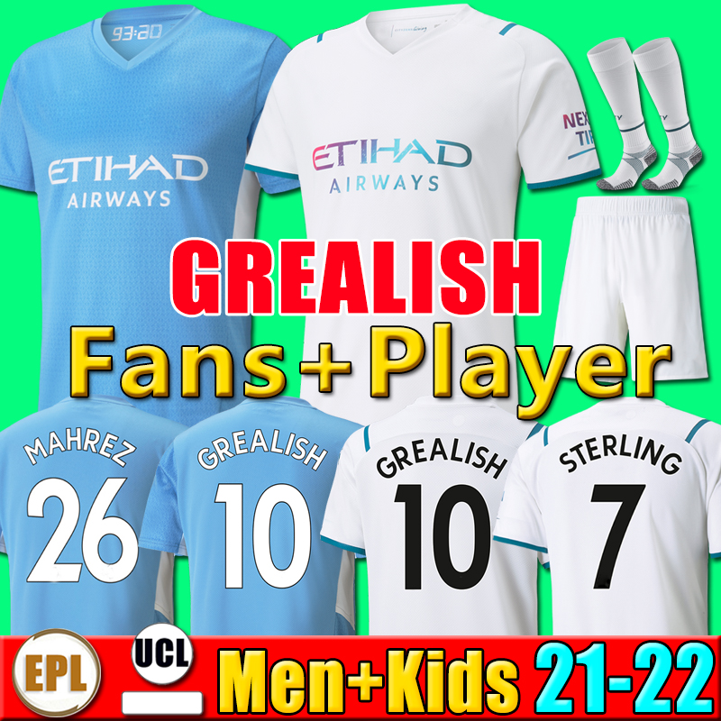 

2021 2022 Manchester soccer jersey GREALISH 23 G. JESUS CITY STERLING FERRAN DE BRUYNE 21 22 KUN AGUERO MAHREZ FODEN RODRIGO football shirt men kids socks kit equipment, P09 21 22 third fans