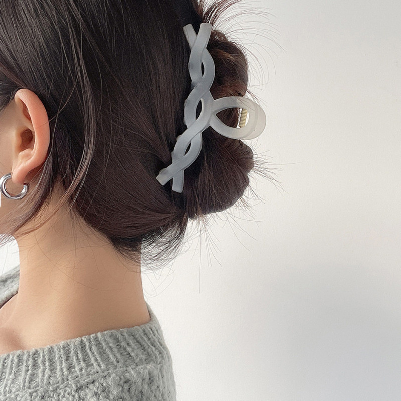 

Yamog Women Large Frosted Twisted Shaped Hair Clamps Jelly Color Geometric Plastic Hair Claw Clips Korean Length 11.5 CM Colorful Ponytail Scrunchies Hairpins