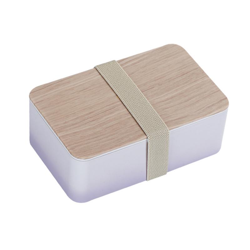 

Dinnerware Sets 1000ml Leakproof Container Gradient Color Bento Lunch Box Wood Lid Picnic Divider Japanese Style Dishwash Home Spoon Fork