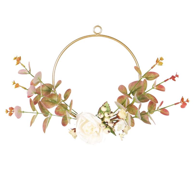 

Floral Wreath, Metal Hanging Artificial Eucalyptus Wreath for Door Decors, Weddings, Parties, and Home Decorations, As shown