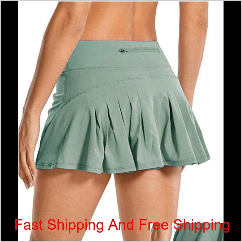 

Tennis Skirt Lu Yoga Running Sports Golf Skirt Mid-waist Pleated Skirt Back Waist Pocket Zipper Gym Cloth jlleGa sport77777, Sky blue
