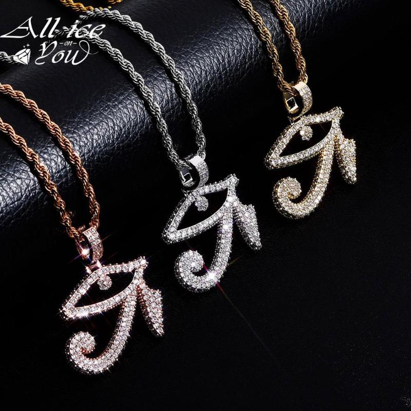

Pendant Necklaces ALLICEONYOU Women Bigger Size Letters Iced Out Cubic Zirconia Hip Hop Fashion Charm Jewelry For Gift