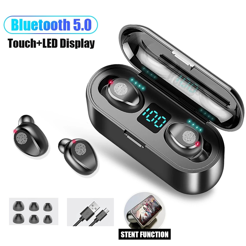 

F9 TWS Bluetooth 5.0 Wireless Earphones Headphone Touch Control Stereo Sport Earbuds Gaming Headset With 2000mAh Charging Box